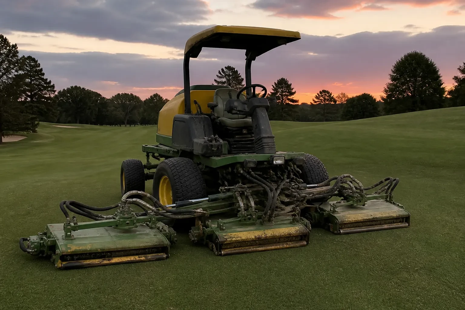 John Deere fairway mower on a golf fairway